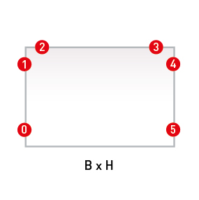 Diagramm: Rechteck-Folien mit nummerierten Kontaktbereichen am unteren Rand.